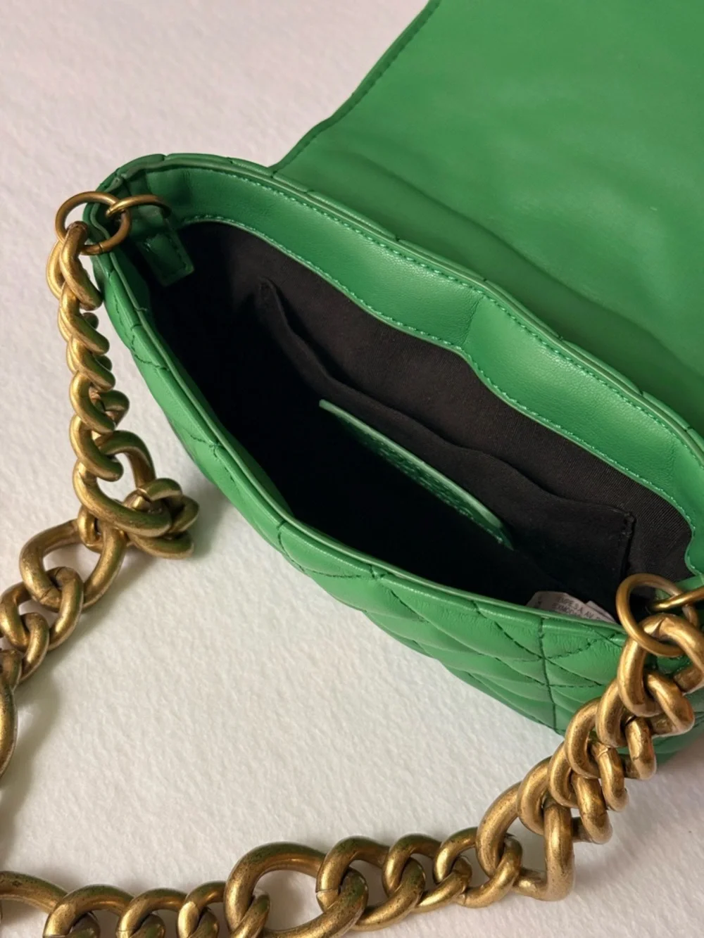 Zara Quilted Chain Strap Shoulder Bag Green - Picture 5 of 7